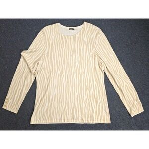 J. McLaughlin Beige White Zebra Print 3/4 Sleeve Top Ladies Size XL